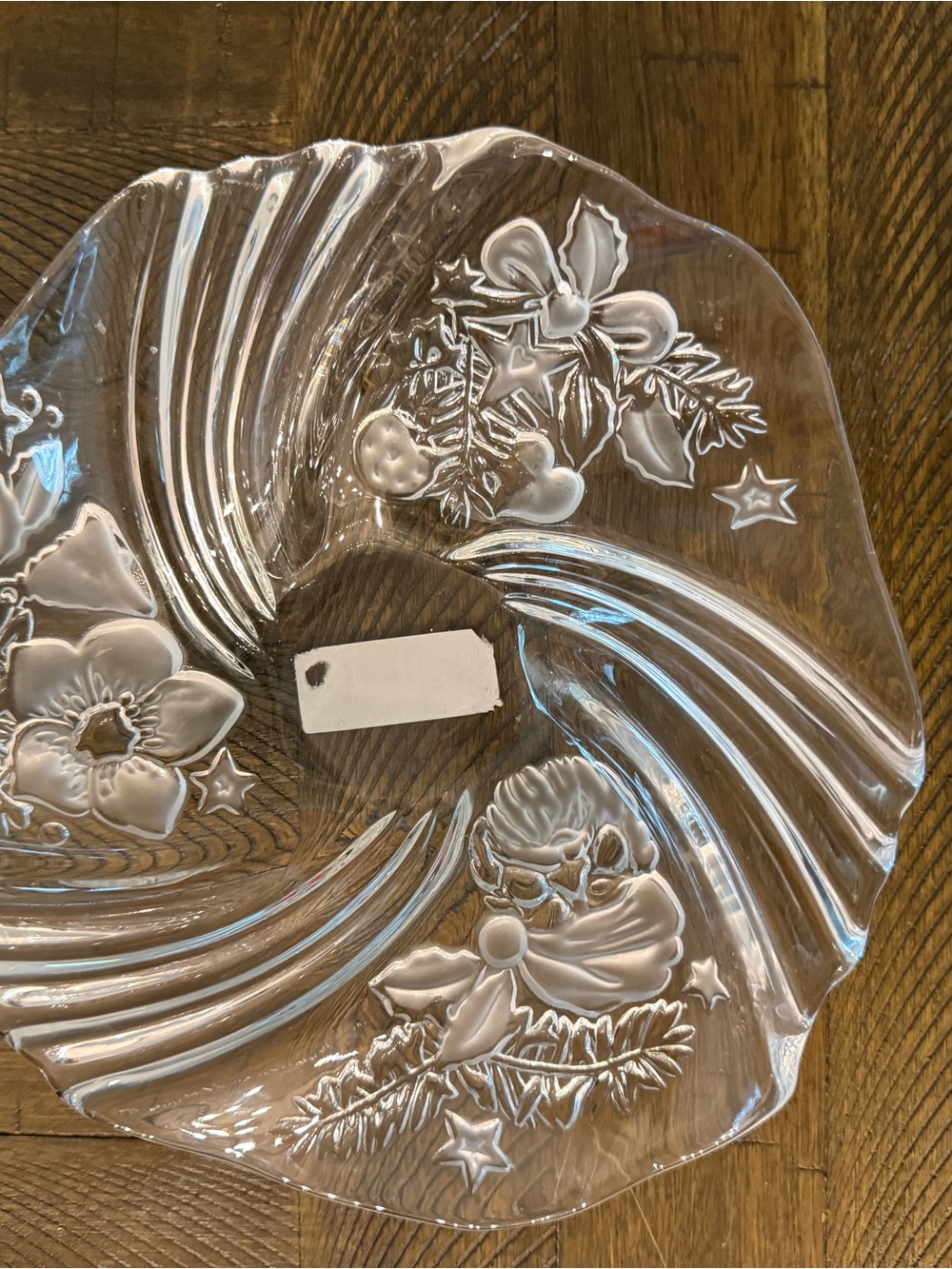 Studio Nova Clear Holiday Glass Serving Platter with Embossed Motifs